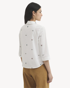 Nice Things - "Flying Books Prints" Shirt - Bianco