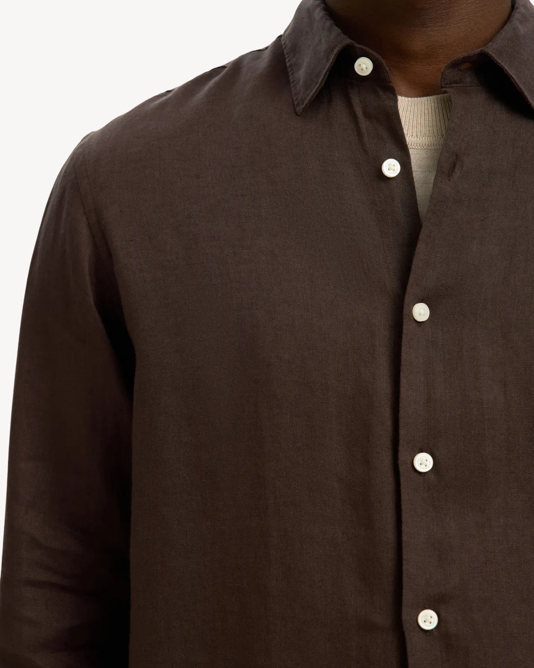 Selected Homme - Slhregkylian-Linen Shirt LS Classic Noos - Delicioso