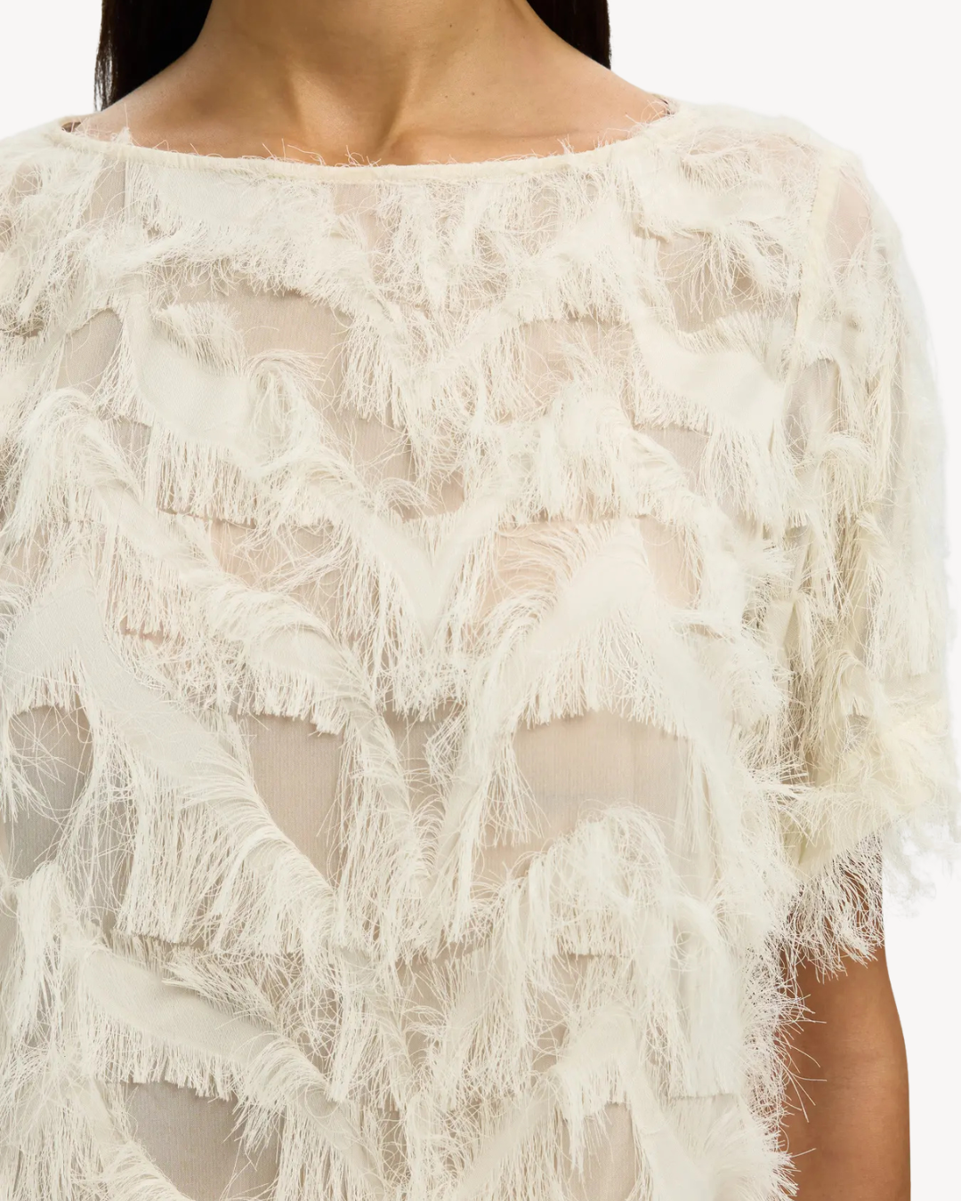Selected Femme - Slfmyline SS Boat Neck Top B - Egret