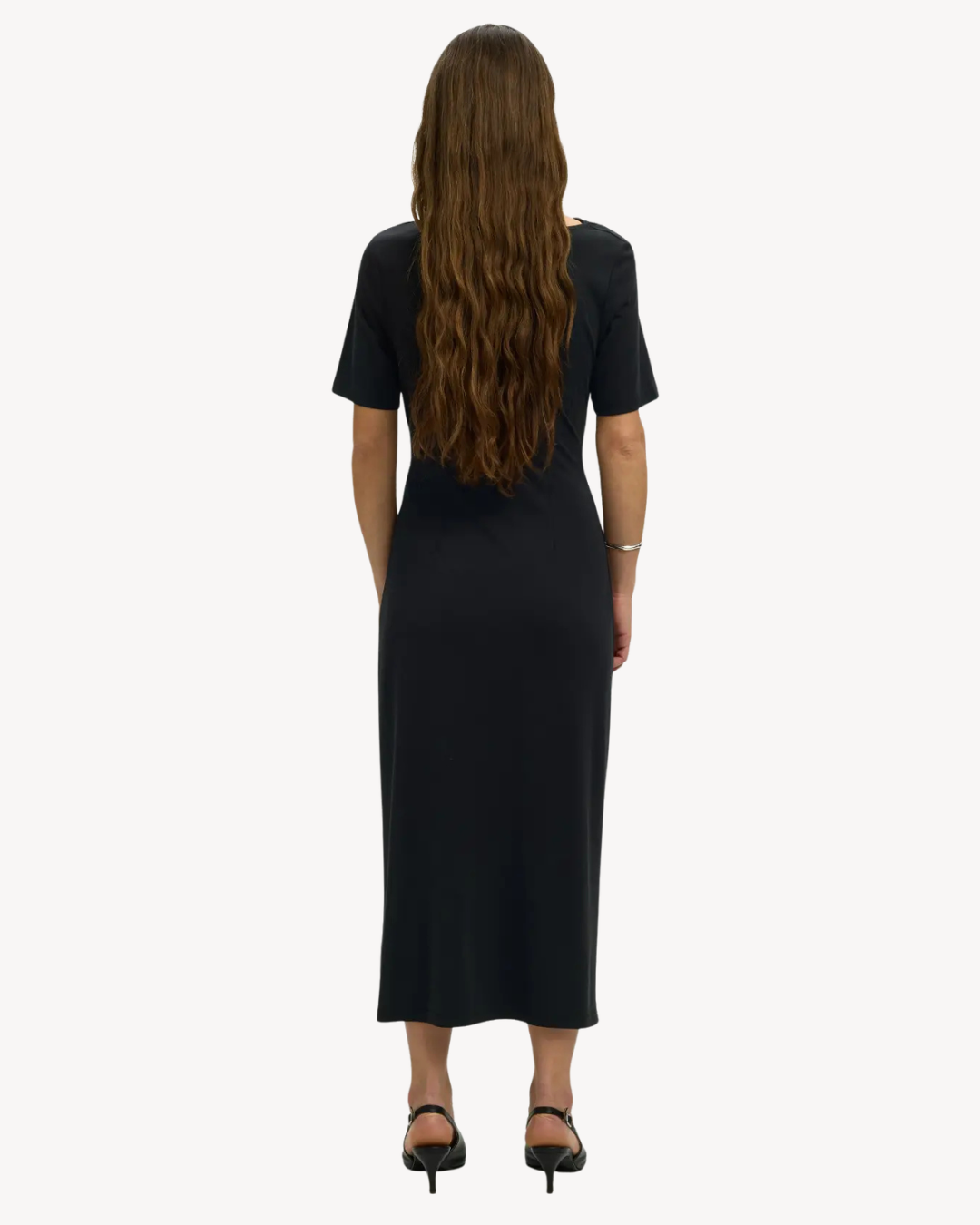 Selected Femme - Slwmoa SS Draped Midi Dress EX - Nero
