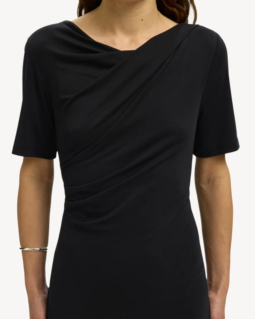 Selected Femme - Slwmoa SS Draped Midi Dress EX - Nero