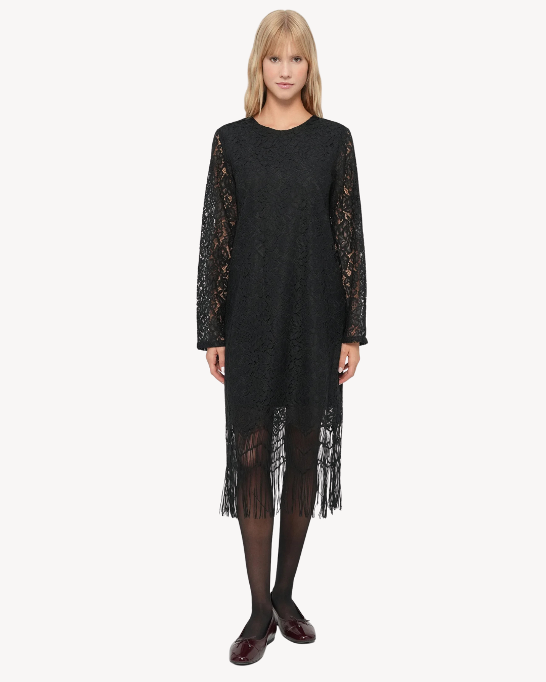 Selected Femme - Slfmibelle Regular LS Short Lace Dress B - Nero