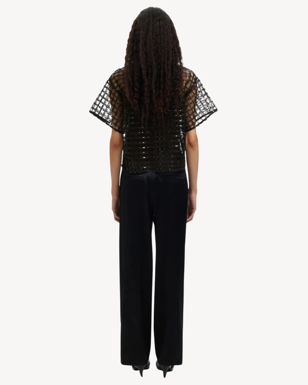 Selected Femme - Slflaren SS Cropped Sequins Top B - Nero
