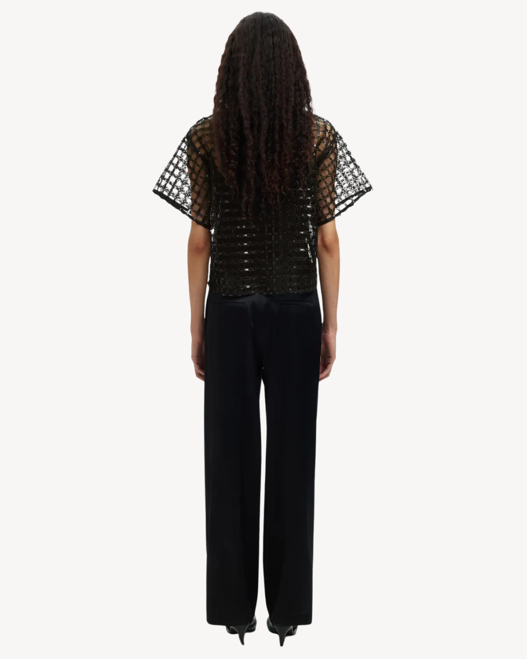 Selected Femme - Slflaren SS Cropped Sequins Top B - Nero