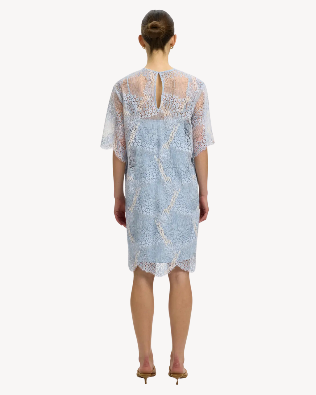 Selected Femme - Slffelica Relaxed 2/4 Short Lace Dress EX - Cashmere Blue