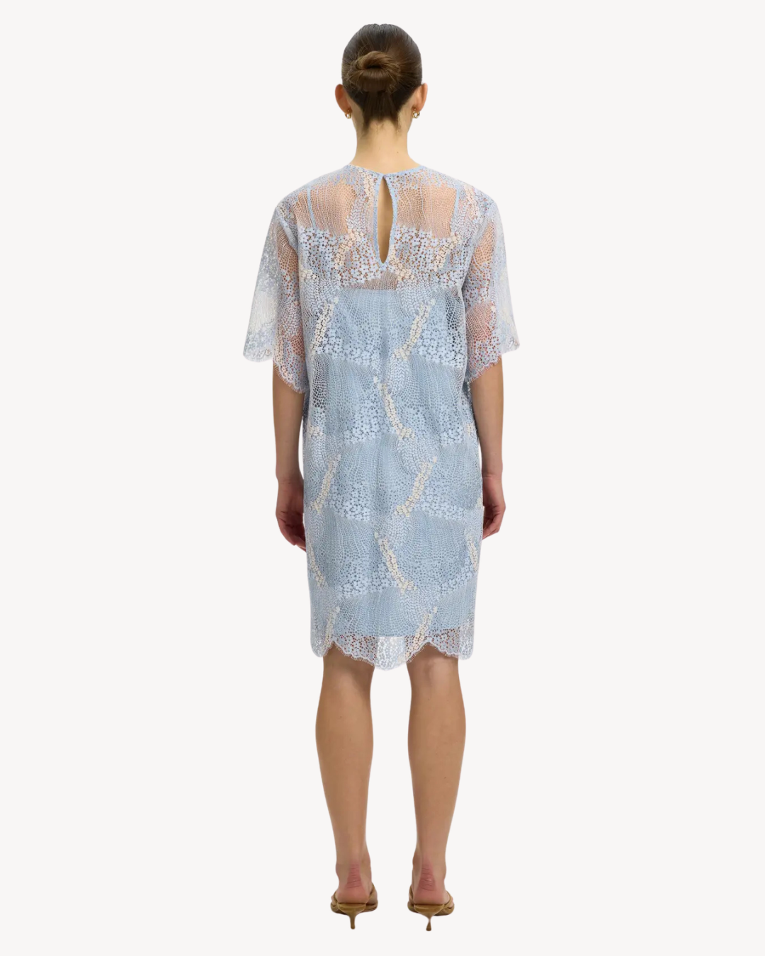 Selected Femme - Slffelica Relaxed 2/4 Short Lace Dress EX - Cashmere Blue