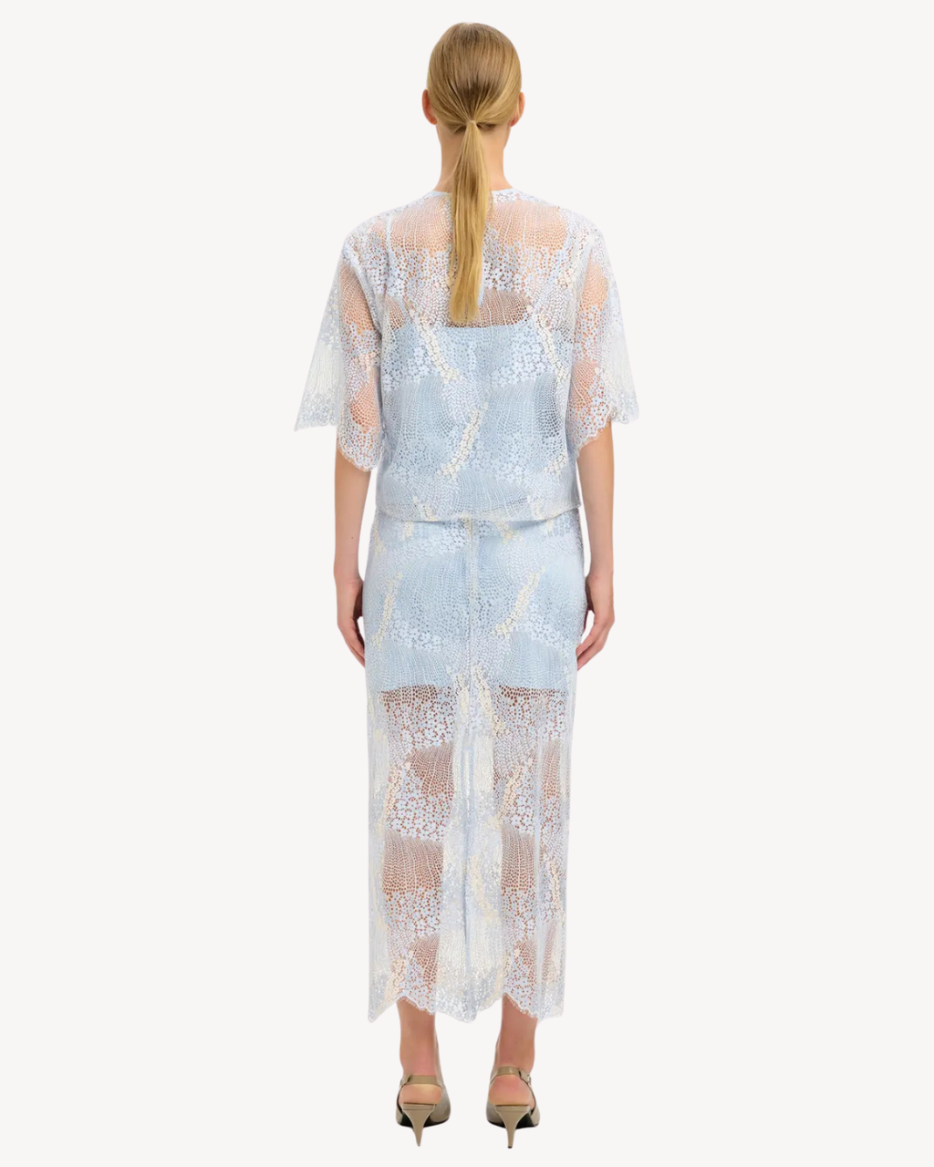 Selected Femme - Slffelica HW Ankle Lace Skirt - Cashmere Blue