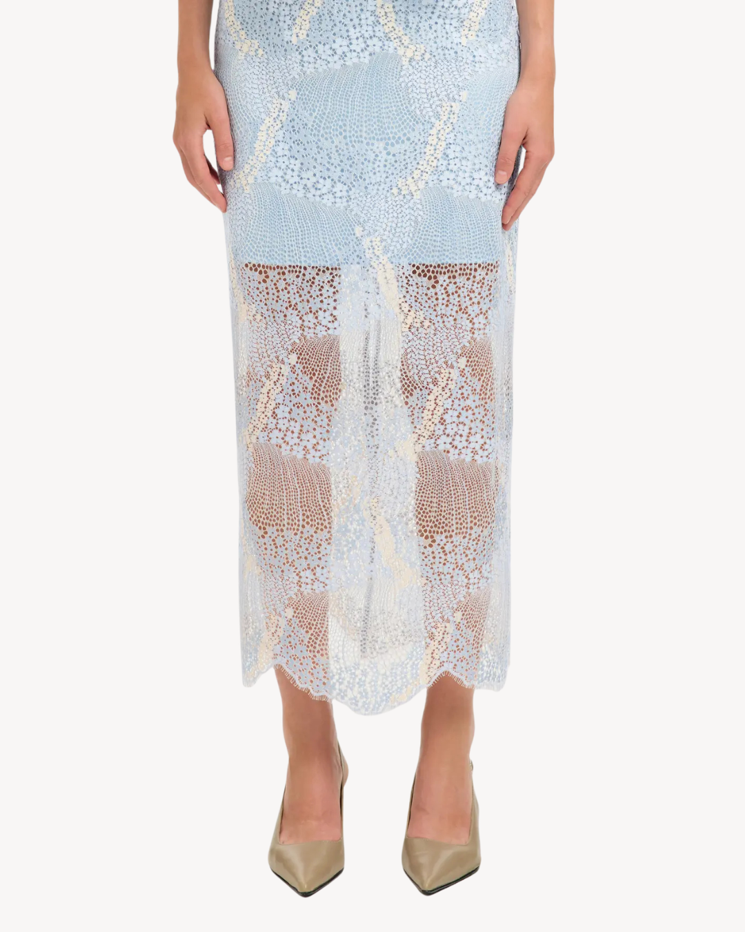 Selected Femme - Slffelica HW Ankle Lace Skirt - Cashmere Blue