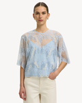 Selected Femme - Slffelica 2/4 Cropped Lace Top EX - Cashmere Blue