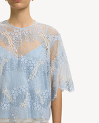 Selected Femme - Slffelica 2/4 Cropped Lace Top EX - Cashmere Blue