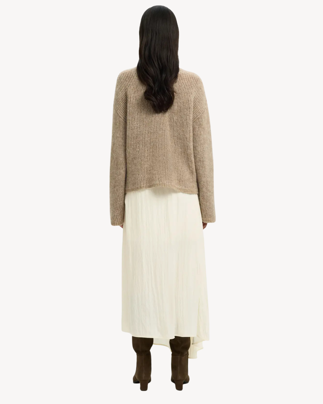 Selected Femme - Slfiona HW Ankle Skirt B - Egret