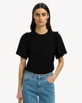 Selected Femme - Slfpenelope 2/4 Ruffle Tee Noos - Nero