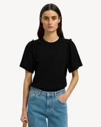 Selected Femme - Slfpenelope 2/4 Ruffle Tee Noos - Nero