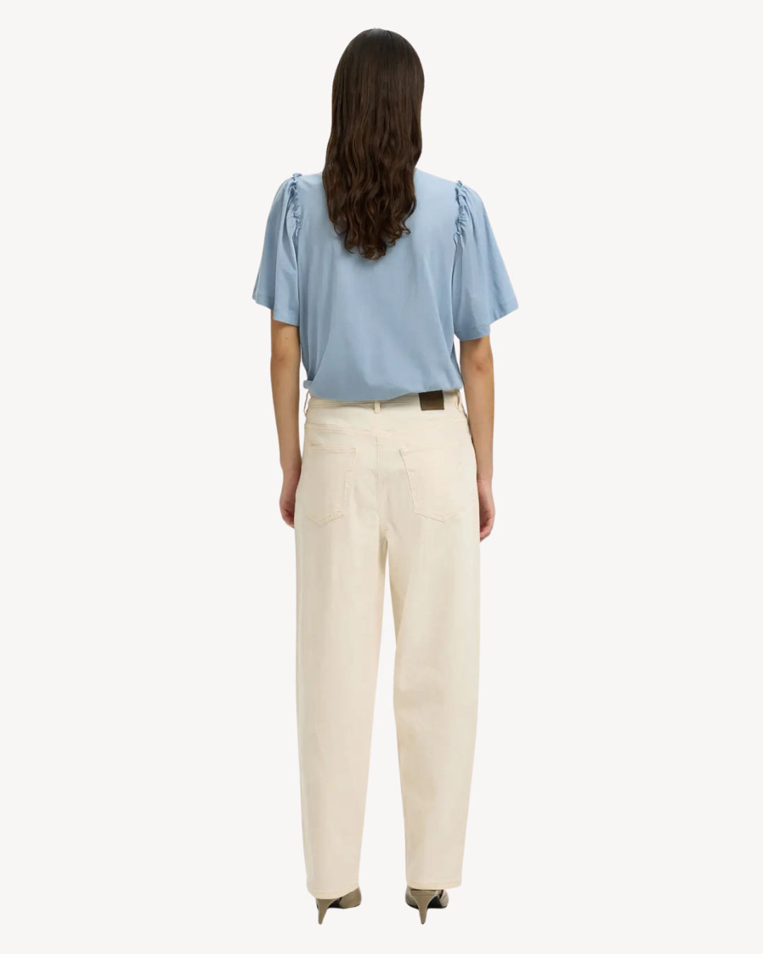 Selected Femme - Slfpenelope 2/4 Ruffle Tee Noos - Blu