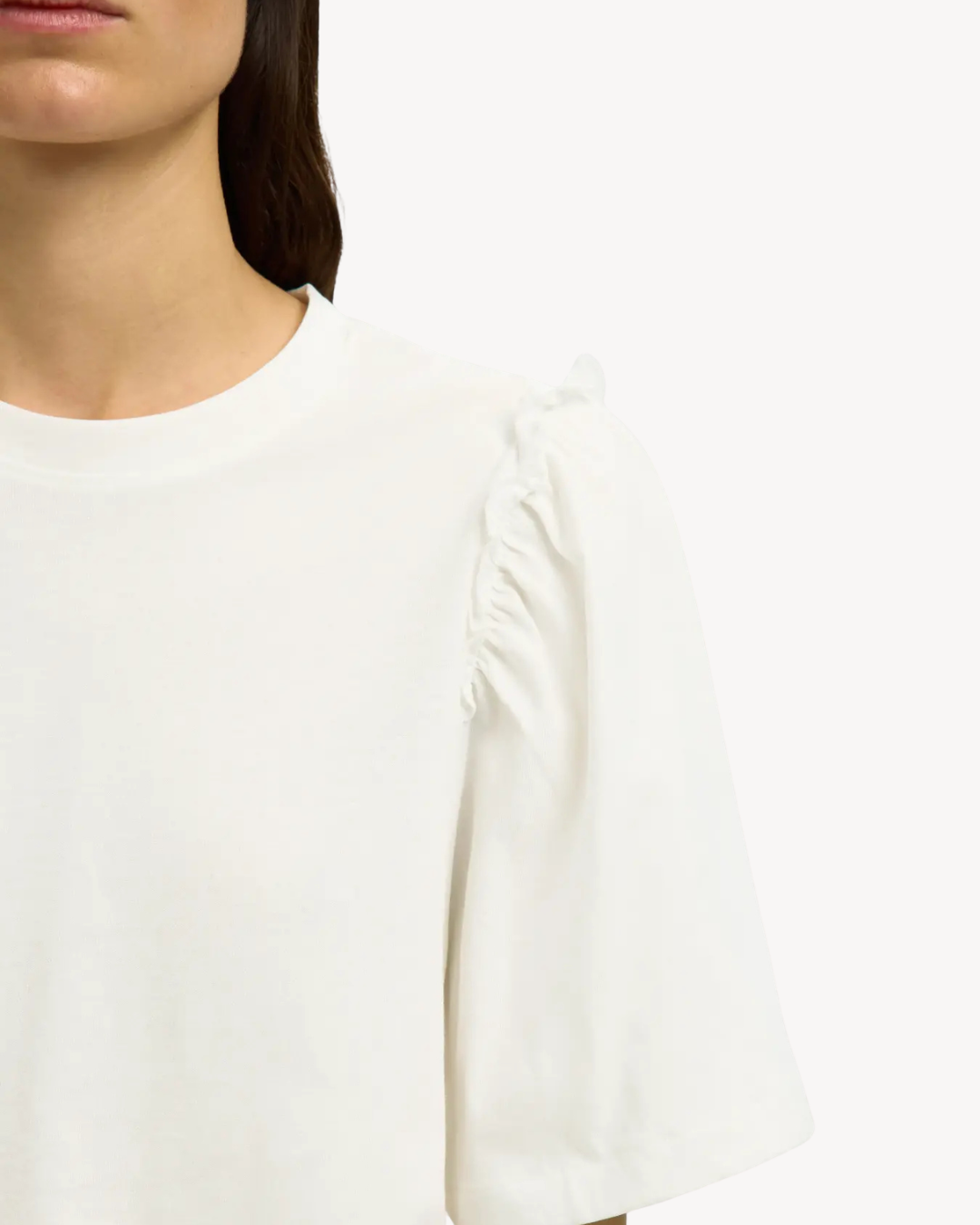 Selected Femme - Slfpenelope 2/4 Ruffle Tee Noos - Bianco