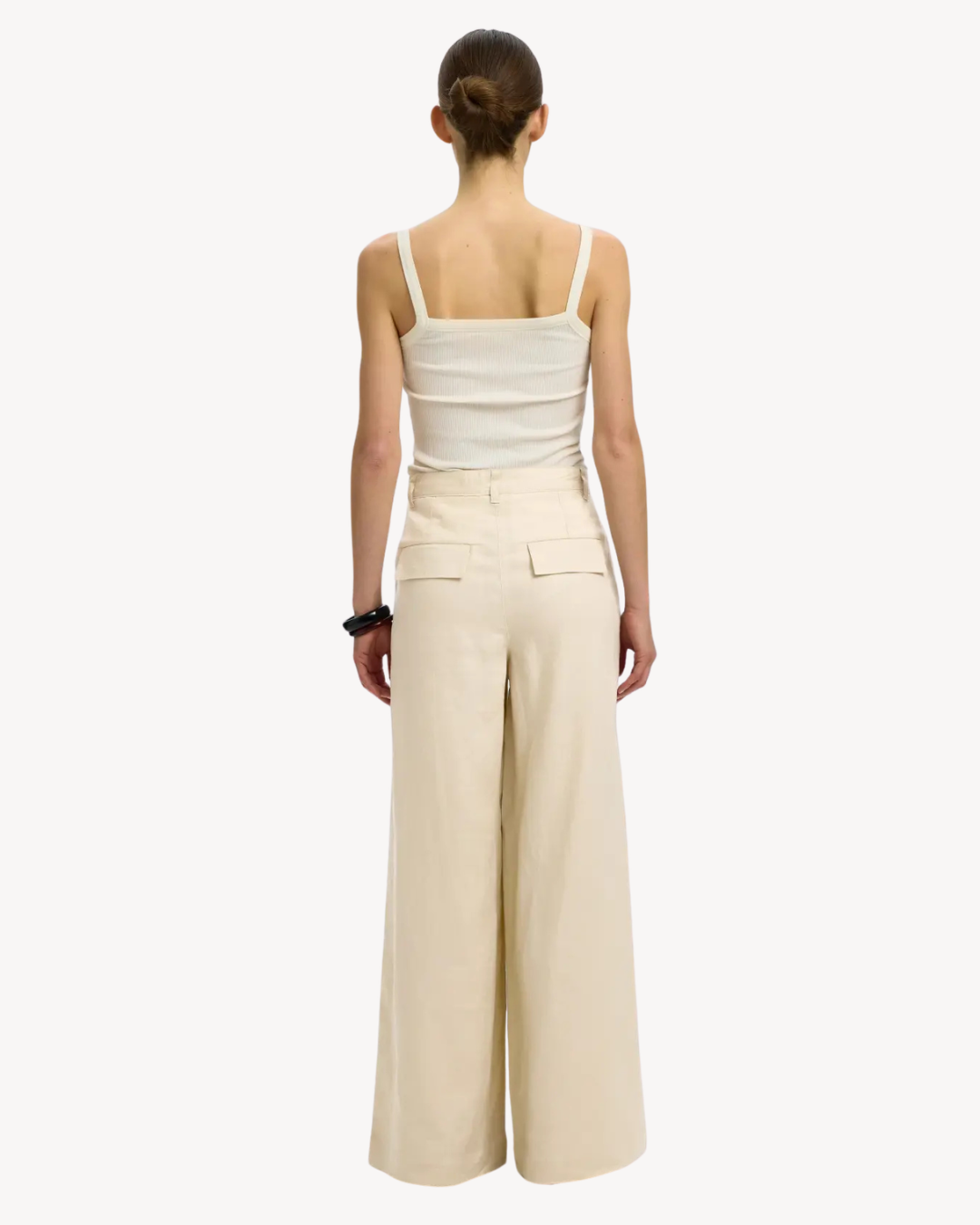 Selected Femme - Slfextra Wide Magna MW Linen Pant - Beige
