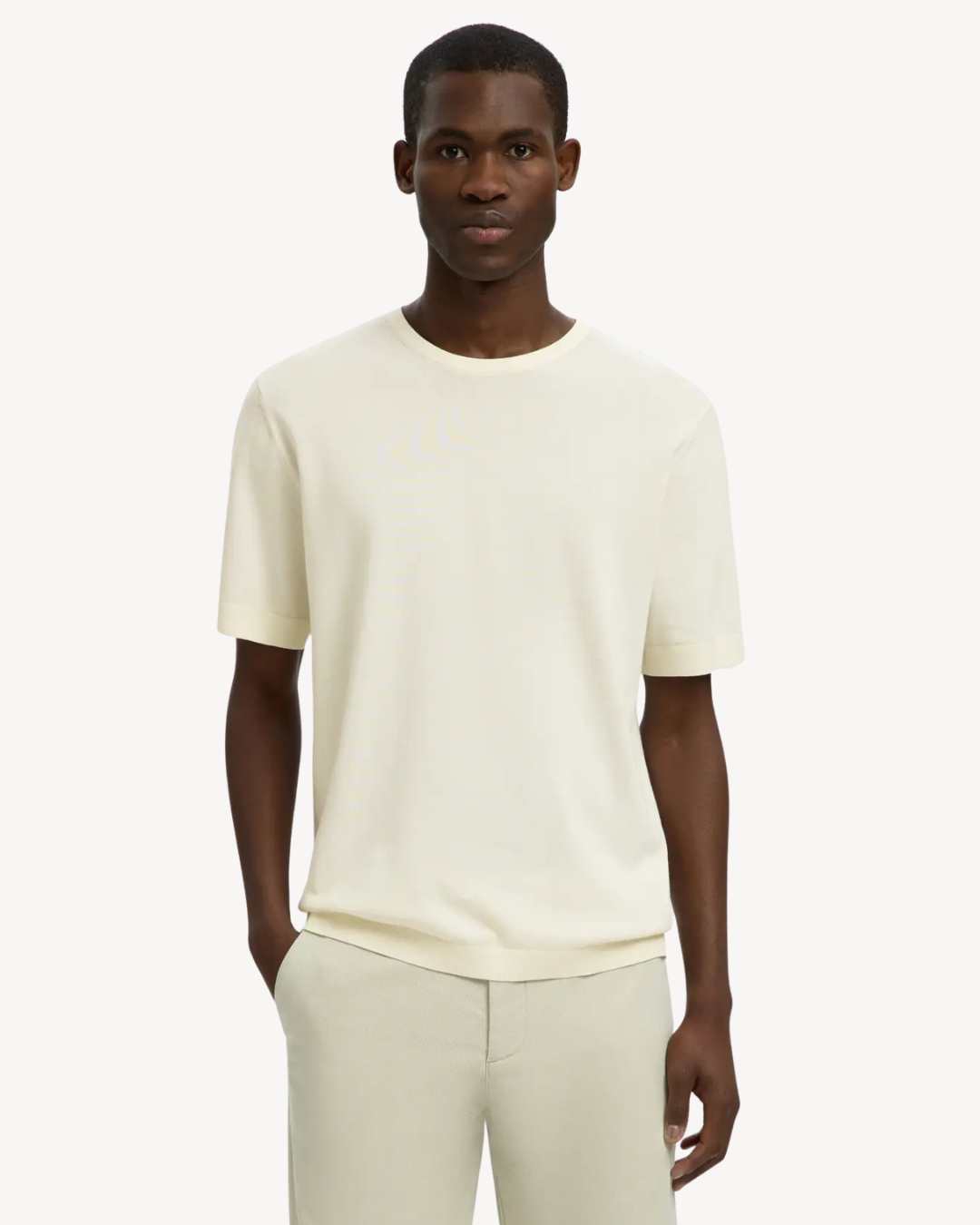 Selected Homme - Slhtorino SS Knit Crew Neck Noos - Egret