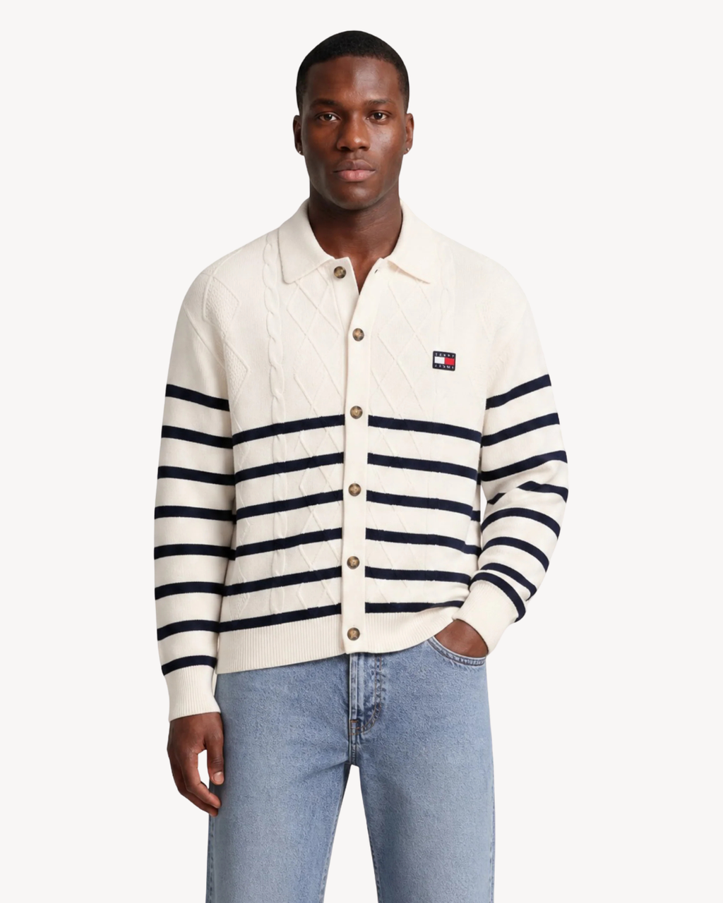 Tommy Jeans - Tjm Rlx Stripe Cable Buttonup - Bianco