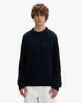 Tommy Jeans - Tjm Reg Classic Flag Cable Sweater - Blu