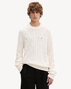 Tommy Jeans - Tjm Reg Classic Flag Cable Sweater - Bianco