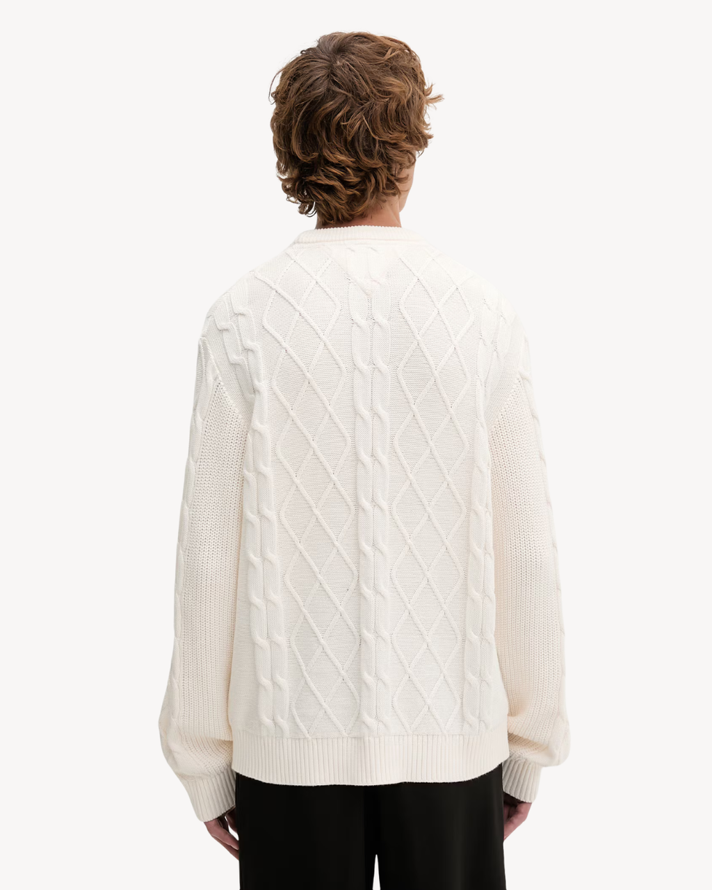 Tommy Jeans - Tjm Reg Classic Flag Cable Sweater - Bianco