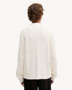 Tommy Jeans - Tjm Reg Classic Flag Cable Sweater - Bianco