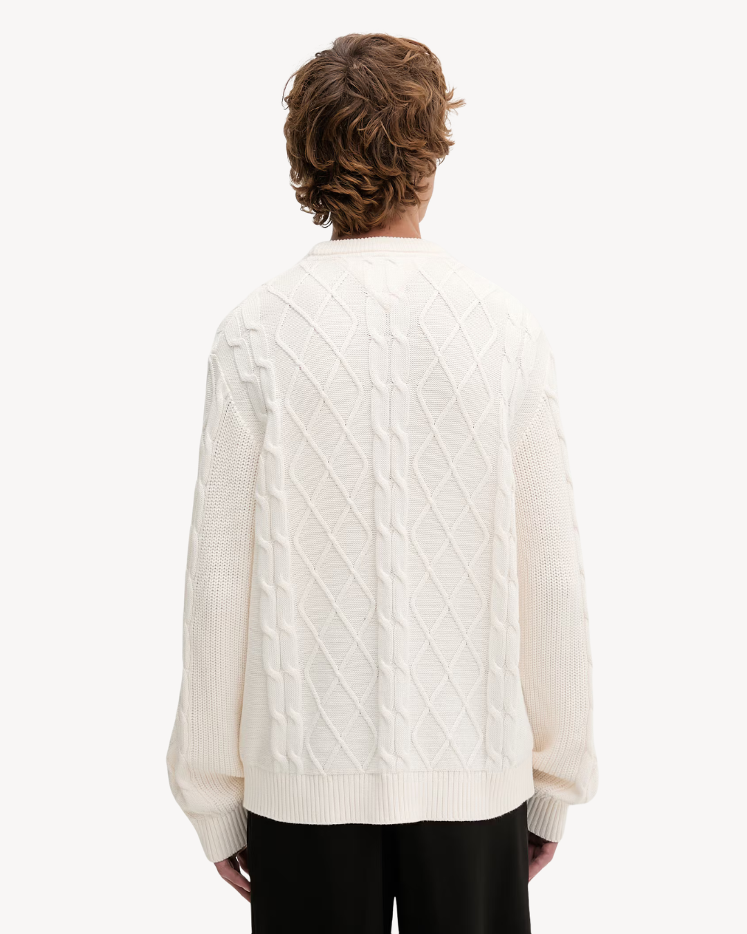 Tommy Jeans - Tjm Reg Classic Flag Cable Sweater - Bianco
