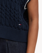 Tommy Jeans - Tjw Tipping V Neck Cable Vest - Blu