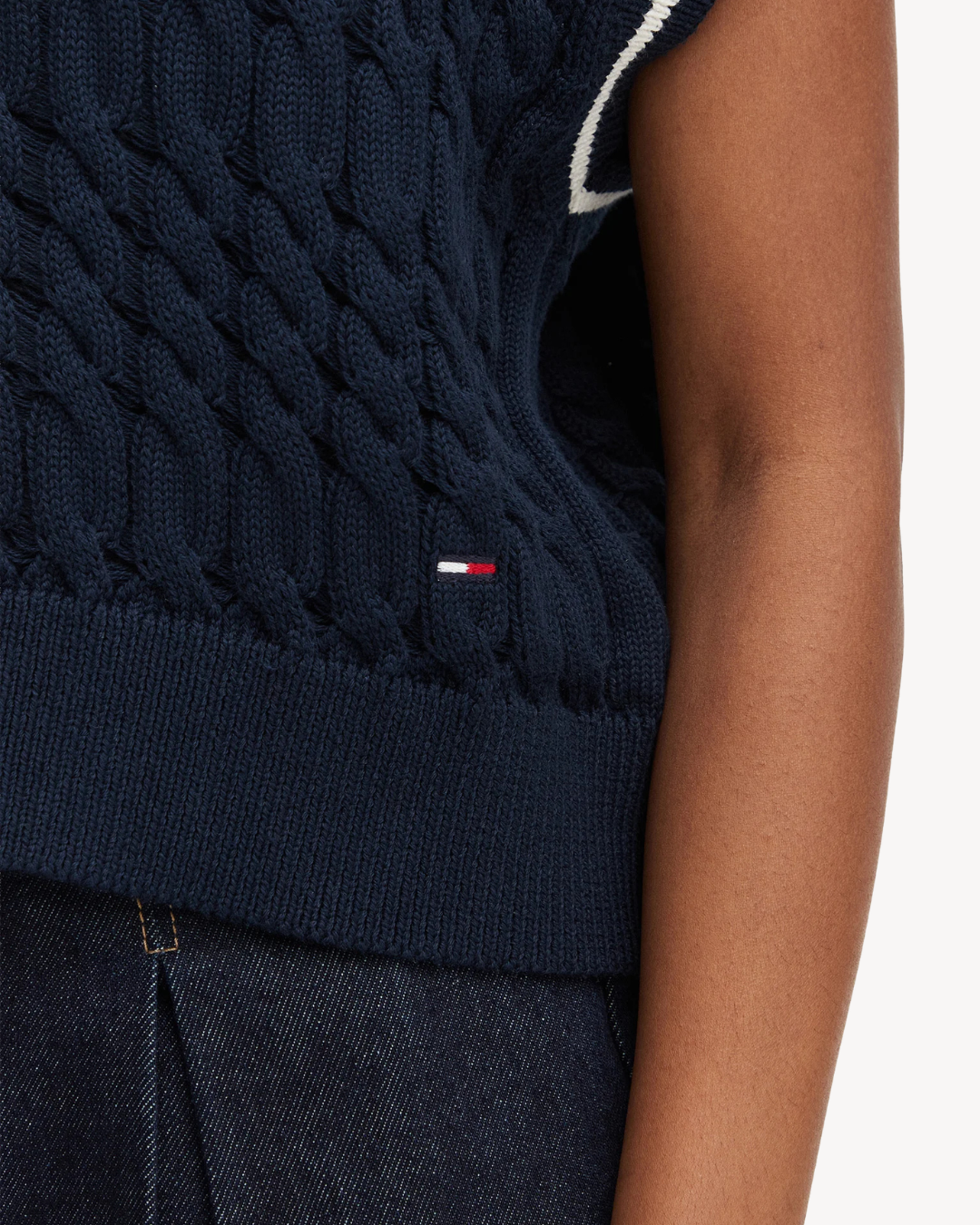 Tommy Jeans - Tjw Tipping V Neck Cable Vest - Blu