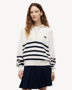 Tommy Jeans - Tjw Stripe Quarter Zip Sweater - Bianco