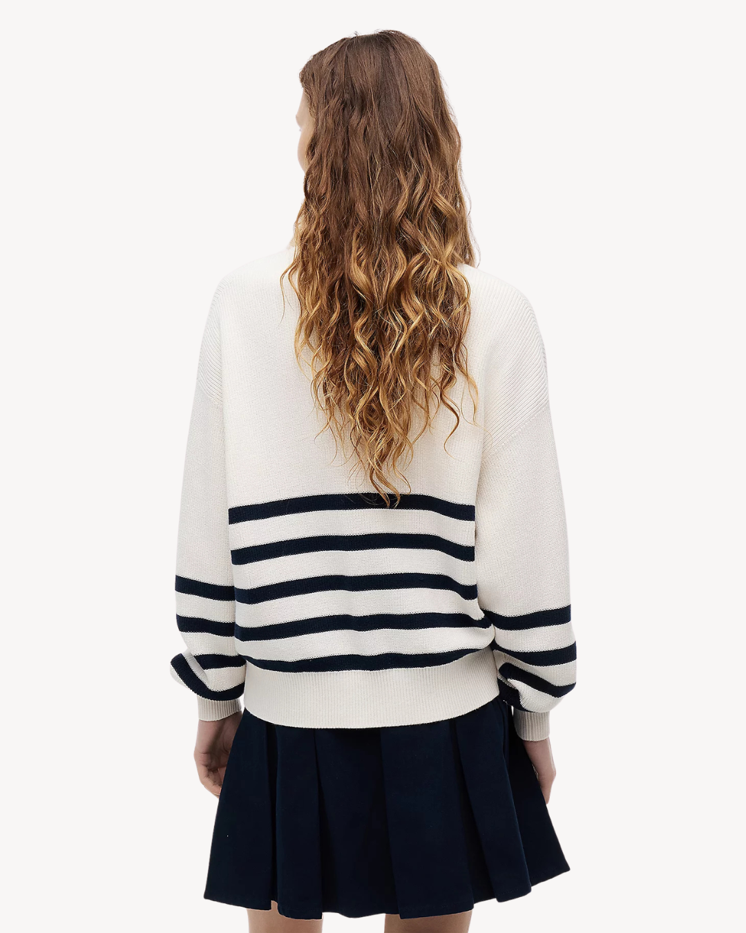 Tommy Jeans - Tjw Stripe Quarter Zip Sweater - Bianco