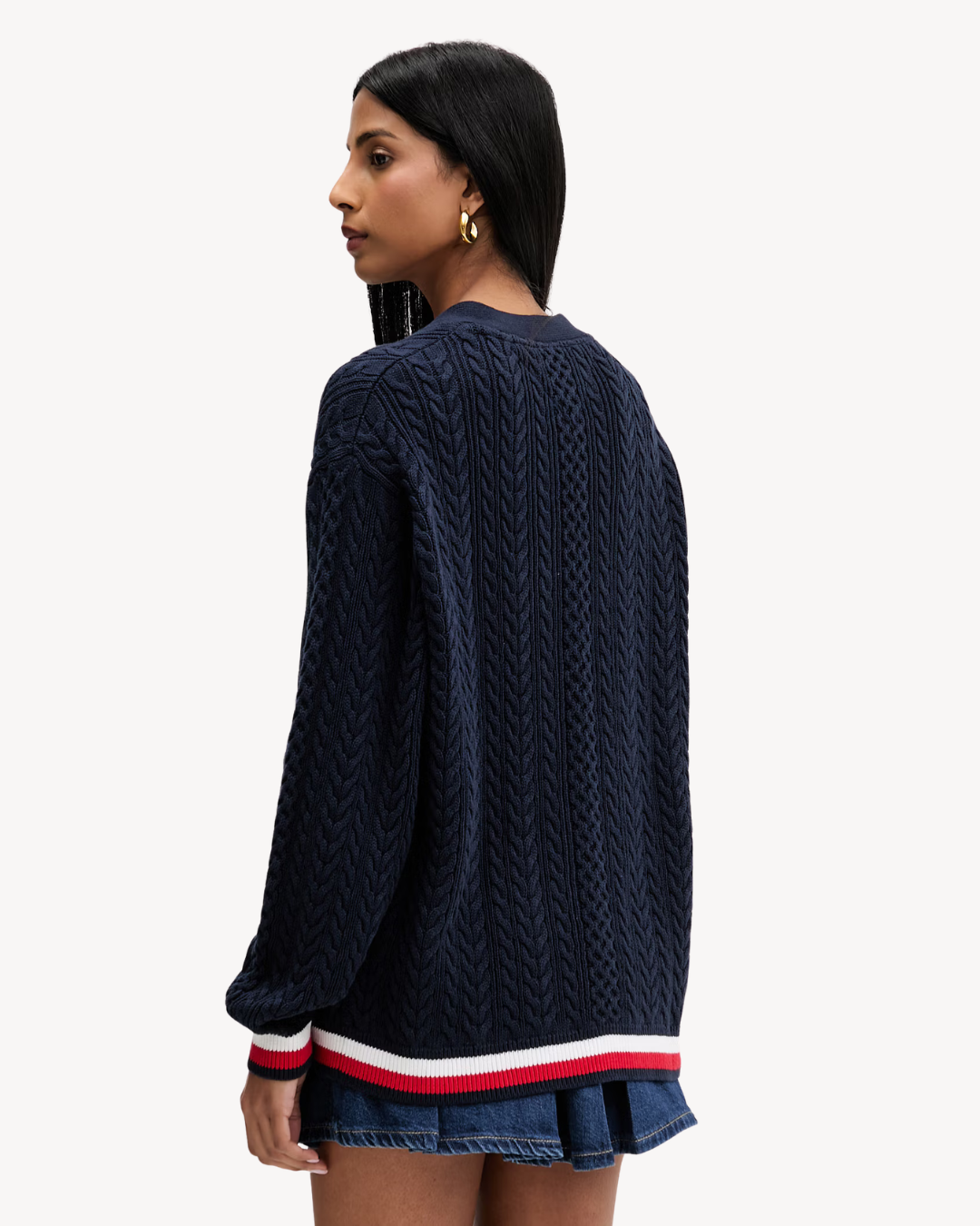 Tommy Jeans - Tjw Rwb Tipping Ovs Cardigan - Blu
