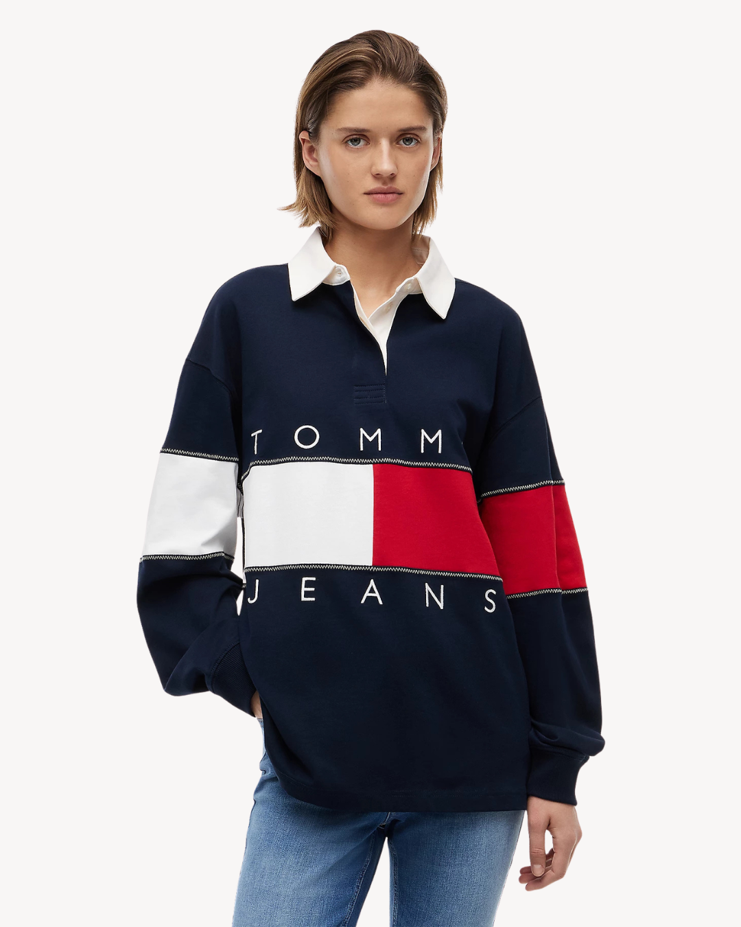 Tommy Jeans - Tjw Ovs Flag Rugby Ext - Blu