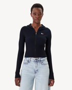Tommy Jeans - Tjw Hood Zipper Rib Cardigan - Nero