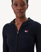 Tommy Jeans - Tjw Hood Zipper Rib Cardigan - Nero