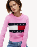Tommy Jeans - Tjw Flag Crew Neck Sweater Ext - Pink Daisy