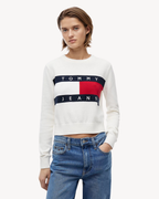 Tommy Jeans - Tjw Flag Crew Neck Sweater Ext - Bianco