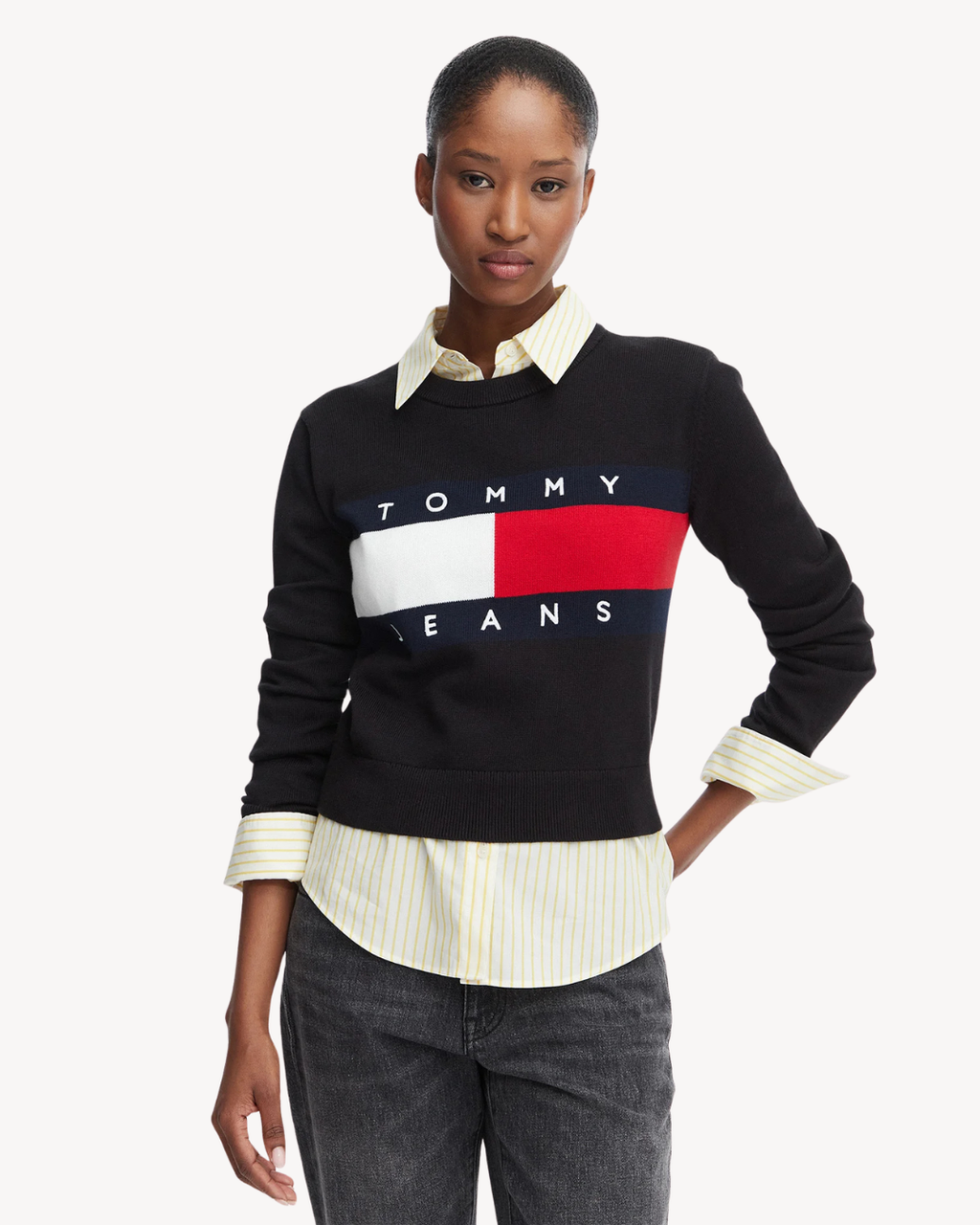 Tommy Jeans - Tjw Flag Crew Neck Sweater Ext - Nero
