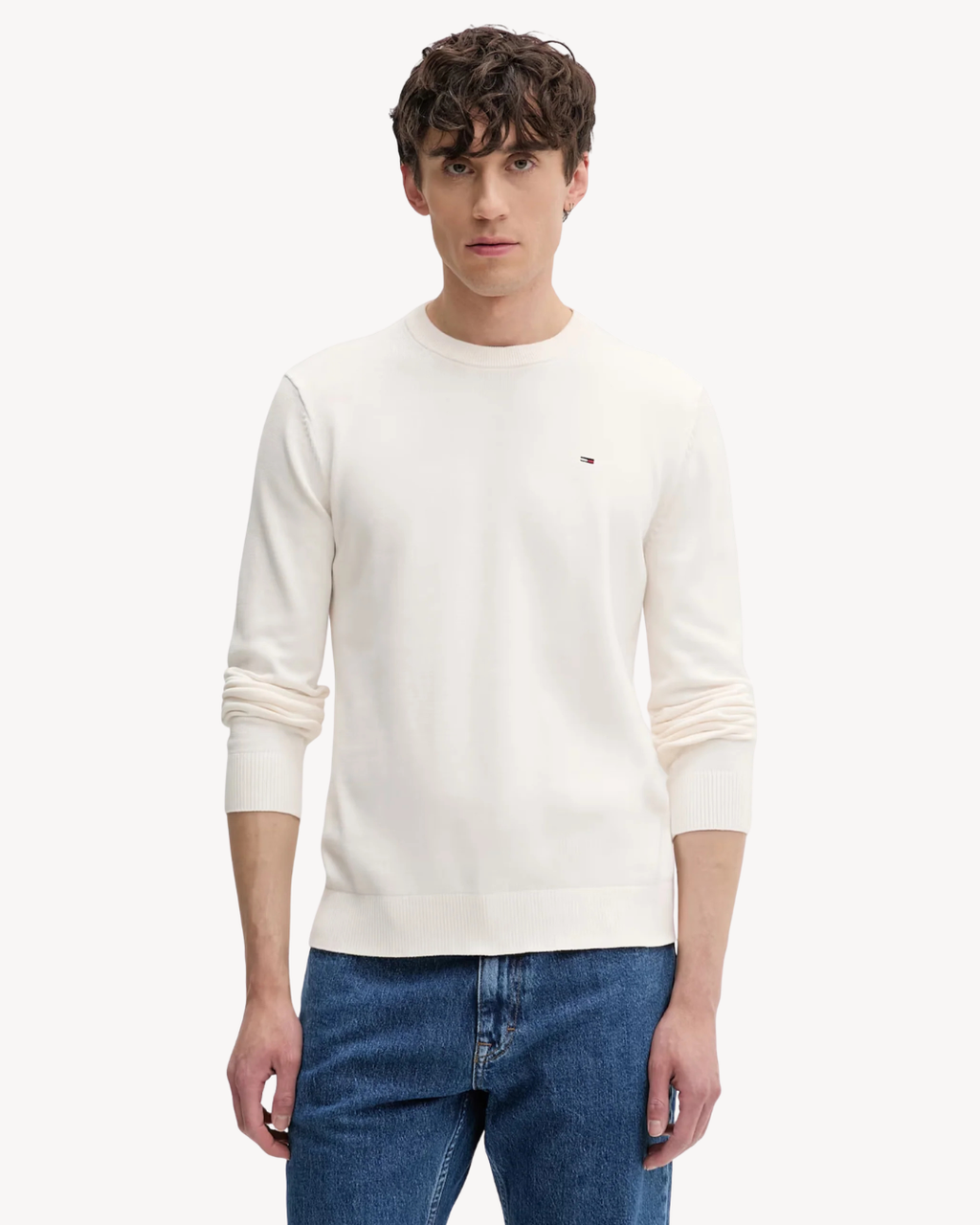 Tommy Jeans - Tjm Slim Ess Light Sweater Ext - Bianco