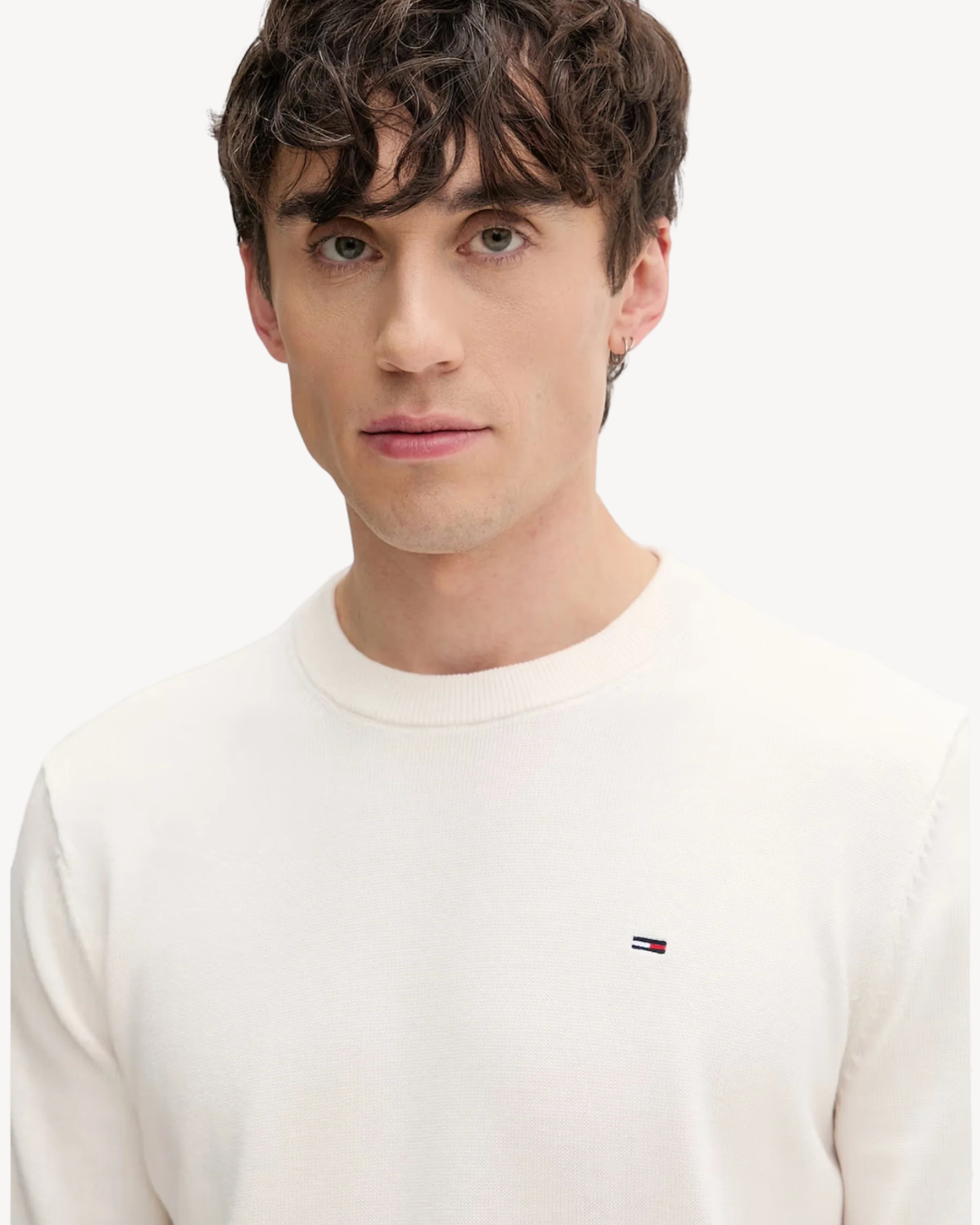 Tommy Jeans - Tjm Slim Ess Light Sweater Ext - Bianco