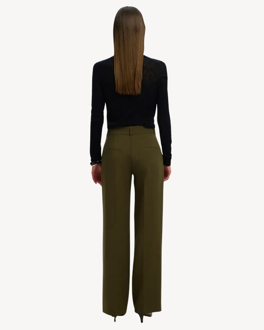 Selected Femme - Slfrita MW Wide Pant Mel Noos - Fir Green