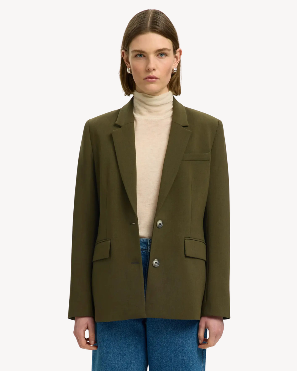 Selected Femme - Slfrita LS Classic Blazer Mel Noos - Fir Green
