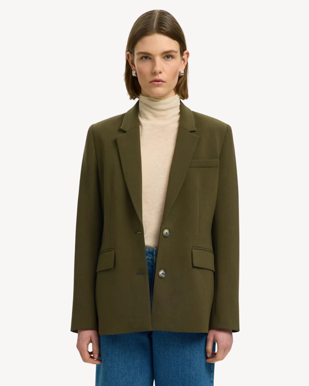 Selected Femme - Slfrita LS Classic Blazer Mel Noos - Fir Green