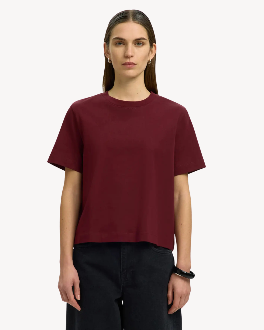 Selected Femme - Slfessential SS Boxy Tee Noos - Tawny Port