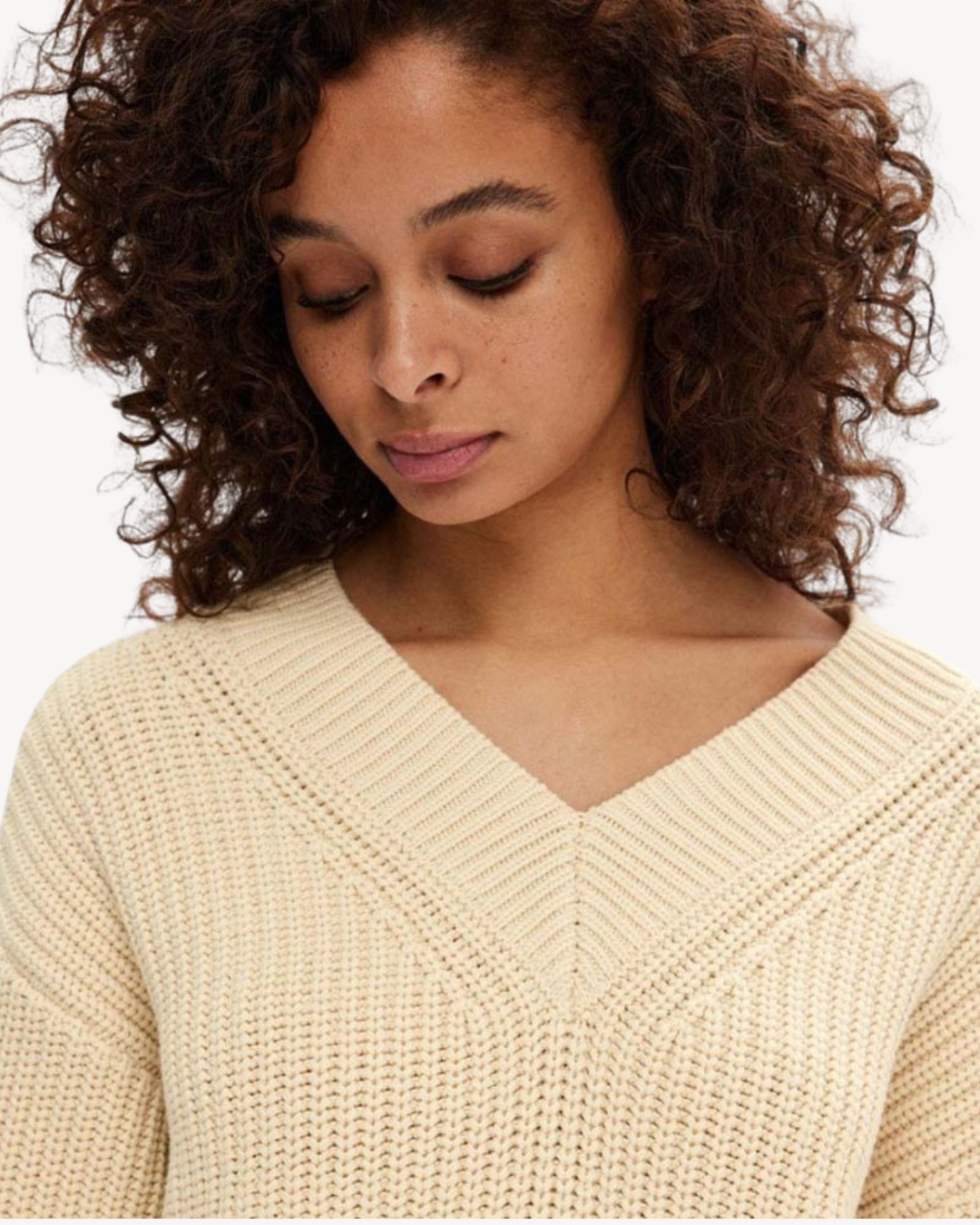 Selected Femme - Slwselma Sus LS Knit V-Neck - Birch