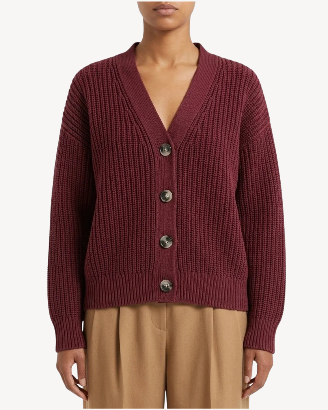 Selected Femme - Slwselma Sus LS Knit V-Cardigan Noos - Tawny Port