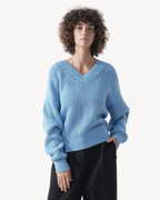 Selected Femme - Slwselma Sus LS Knit V-Neck - Blissful Blue