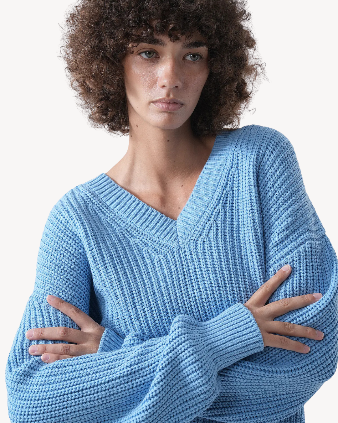 Selected Femme - Slwselma Sus LS Knit V-Neck - Blissful Blue