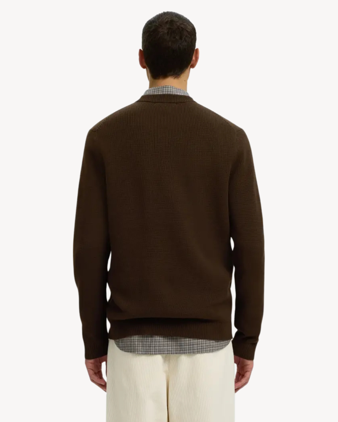 Selected Homme - Slhdane LS Knit Structure Crew Neck Noos - Demitasse