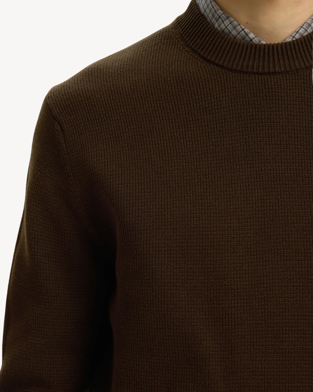 Selected Homme - Slhdane LS Knit Structure Crew Neck Noos - Demitasse